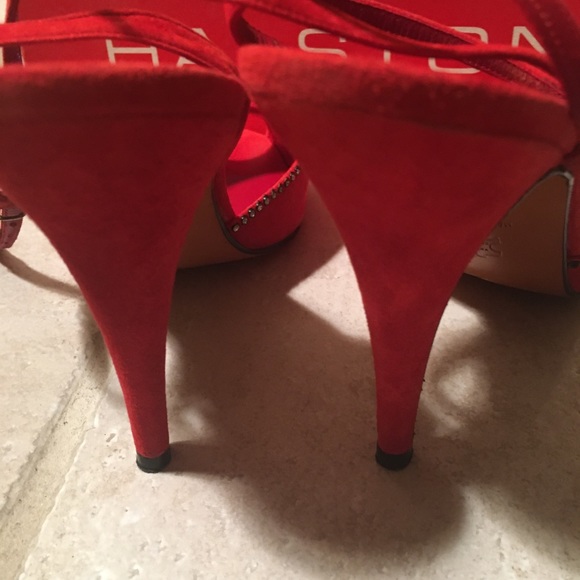 SIREN RED  SUEDE VINTAGE HALSTON heels❤️ - Picture 2 of 5
